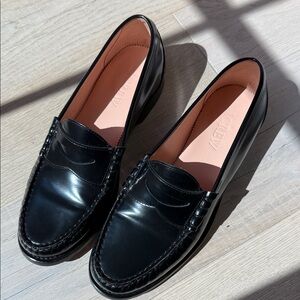 J. Crew Shiny Black Leather Loafers